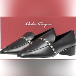 Salvator Ferragamo Tilos Gancini Chain Low Heel Loafer